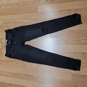 zara basic skinny distressed black jeans
